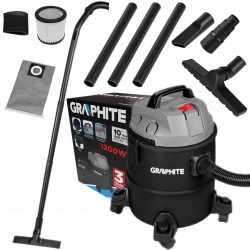 GRAPHITE ODKURZACZ PRZEWYSŁOWY WZRSZTATOWY BUDOWLANY 1200W 20L + AKCESORIA