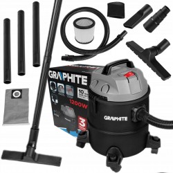 GRAPHITE ODKURZACZ PRZEWYSŁOWY WZRSZTATOWY BUDOWLANY 1200W 20L + AKCESORIA