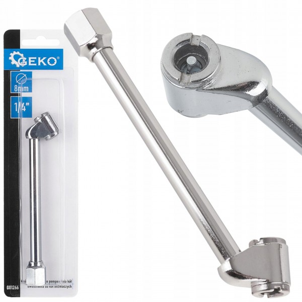 GEKO KOŃCÓWKA DŁUGA DO POMPOWANIA KÓŁ DWUSTRONNA BLIŹNIACZE 1/4” 8MM G01266 GEKO KOŃCÓWKA DŁUGA DO POMPOWANIA KÓŁ DWUSTRONNA BLIŹNIACZE 1/4” 8MM G01266