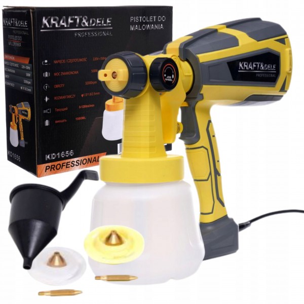 KRAFT ELEKTRYCZNY PISTOLET NATRYSKOWY MALARSKI LAKIERNICZY 500W 1000ML 1656 KRAFT ELEKTRYCZNY PISTOLET NATRYSKOWY MALARSKI LAKIERNICZY 500W 1000ML 1656