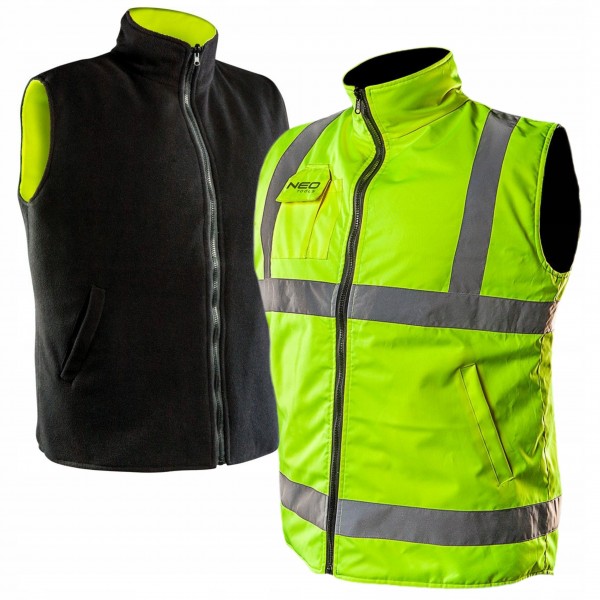 NEO BEZRĘKAWNIK ROBOCZY DWUSTRONNY 2w1 ODBLASKOWY ŻÓŁTY/CZARNY R. 3XL/60