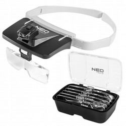 NEO TOOLS LUPA NAGŁÓWNA OKULARY LED + ZESTAW SOCZEWEK WALIZKA 06-130