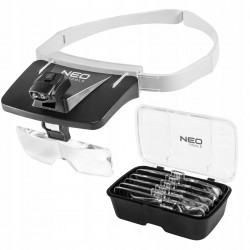 NEO TOOLS LUPA NAGŁÓWNA OKULARY LED + ZESTAW SOCZEWEK WALIZKA 06-130