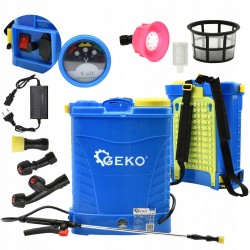 GEKO OPRYSKIWACZ AKUMULATOROWY PLECAKOWY 16L AKUMULATOR 12V 12Ah + 4 DYSZE