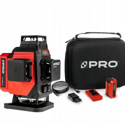 PRO LASER KRZYŻOWY AKUMULATOROWY WIELOLINIOWY ZIELONY 4x360° 30m AQ4DG
