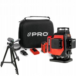 PRO LASER KRZYŻOWY AKUMULATOROWY WIELOLINIOWY ZIELONY 4x360° 30m AQ4DG + ST