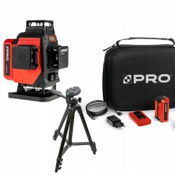 PRO LASER KRZYŻOWY AKUMULATOROWY WIELOLINIOWY ZIELONY 4x360° 30m AQ4DG + ST