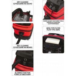 YATO ODKURZACZ PRZEMYSŁOWY WARSZTATOWY 30L 1600W OTRZĘSACZ FILTRA YT-85715