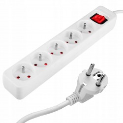 NEO PRZEDŁUŻACZ LISTWA ZASILAJĄCA 5M 3x1.5mm2 5 GNIAZDA WYŁĄCZNIKIEM 90-181