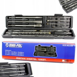 ZESTAW KOMPLET WIERTEŁ SDS+ 12 SZTUK S4 9 WIERTEŁ +3 DŁUTA WIERTŁA
