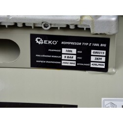 GEKO KOMPRESOR OLEJOWY SPRĘŻARKA 100L TYP Z BIG 1 CYLINDROWY 9 BAR 2 TŁOKI