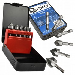 GEKO ZESTAW POGŁĘBIACZY DO METALU 6,3-20,5MM 6SZT. HEX WALIZKA G38574