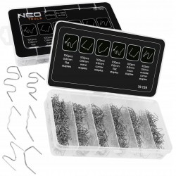 NEO ZSZYWKI DO PLASTIKU ZESTAW SZYWEK 600 SZT. 6 RODZAJÓW ORGANIZER 19-159