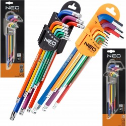 ZESTAW NEO KLUCZE IMBUS TORX KOMPLET DŁUGIE KOLOROWE IMBUSOWE 18 SZTUK