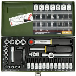 PROXXON ZESTAW DLA MECHANIKÓW Z GRZECHOTKĄ 1/4 CALA 36 CZĘŚCI PR23080