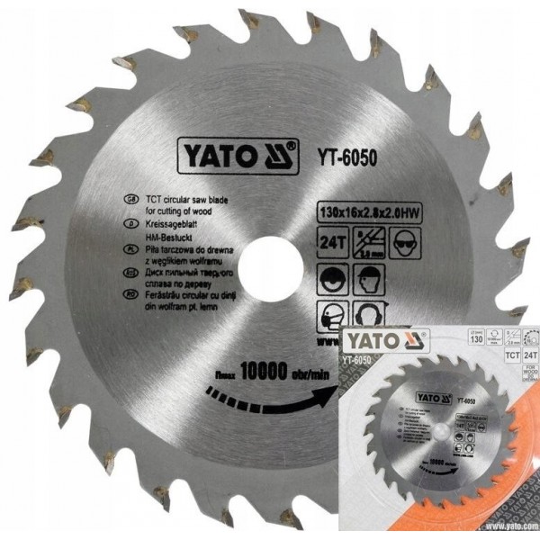YATO PIŁA PILARKA TARCZOWA TARCZA WIDIOWA DO DREWNA 130X24TX16 MM YT-6050