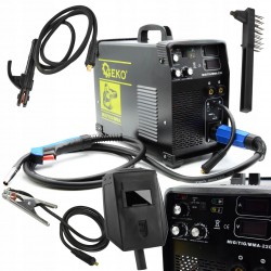 GEKO SPAWARKA 3w1 20-220A LCD MIG/TIG/MMA-220 +OSPRZĘT + MASKA G80096
