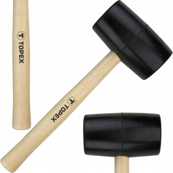 TOPEX MŁOTEK GUMOWY CZARNY O ŚREDNICY 72 MM 900 G, TRZONEK DREWNIANY 02A347 TOPEX MŁOTEK GUMOWY CZARNY O ŚREDNICY 72 MM 900 G, TRZONEK DREWNIANY 02A347