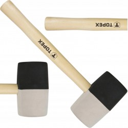 TOPEX MŁOTEK GUMOWY 63 MM 680 G, CZARNO-BIAŁA GUMA DREWNIANY TRZONEK 02A355