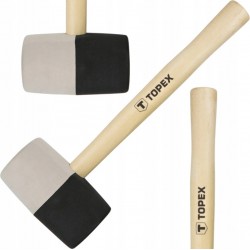 TOPEX MŁOTEK GUMOWY 63 MM 680 G, CZARNO-BIAŁA GUMA DREWNIANY TRZONEK 02A355