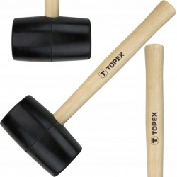 TOPEX MŁOTEK GUMOWY CZARNY O ŚREDNICY 72 MM 900 G, TRZONEK DREWNIANY 02A347
