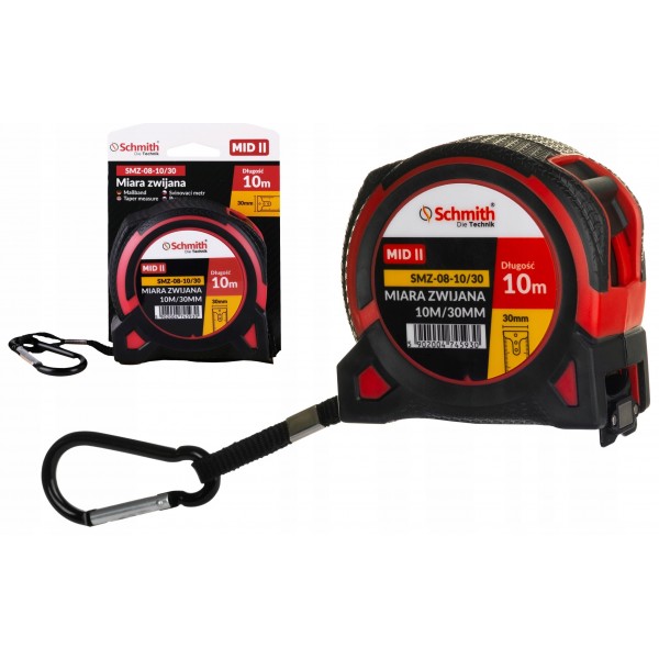 SCHMITH MIARA TAŚMA METRÓWKA MIARKA ZWIJANA 10M X 30MM MAGNES SMZ-08-10/30