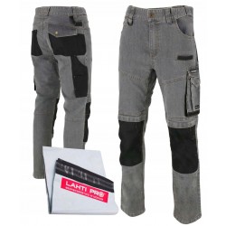 LAHTI PRO SPODNIE ROBOCZE JEANSOWE STRETCH SLIM FIT WZMOCNIANIE r. M
