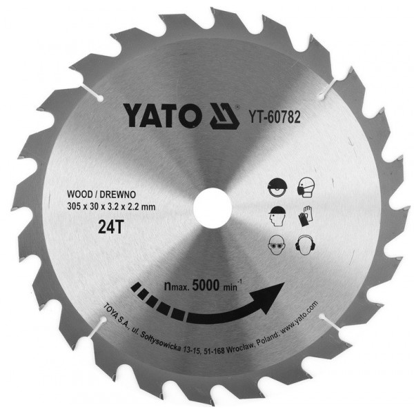 YATO TARCZA PIŁA WIDIOWA DLA YT-82175 DO DREWNA 305X24TX30MM YT-60782