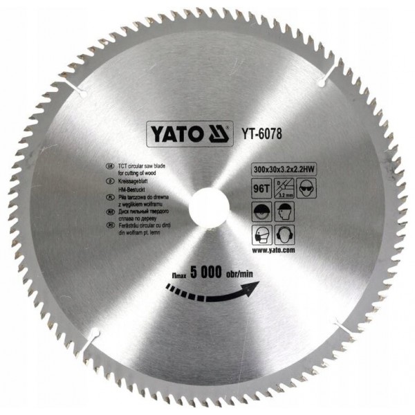 YATO TARCZA PIŁA TARCZOWA WIDIOWA DO CIĘCIA DREWNA 300X96TX30 MM YT-6078