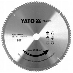 YATO TARCZA PIŁA TARCZOWA WIDIOWA DO CIĘCIA DREWNA 315X96TX30MM YT-60795