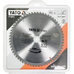 YATO TARCZA PIŁA TARCZOWA WIDIOWA DO CIĘCIA DREWNA 250MM X 30MM 60T YT-6072