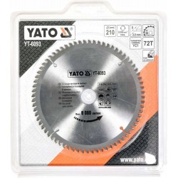 YATO PIŁA TARCZOWA TARCZA WIDIOWA DO ALUMINIUM 210 x 30mm 72-ZĘBY YT-6093