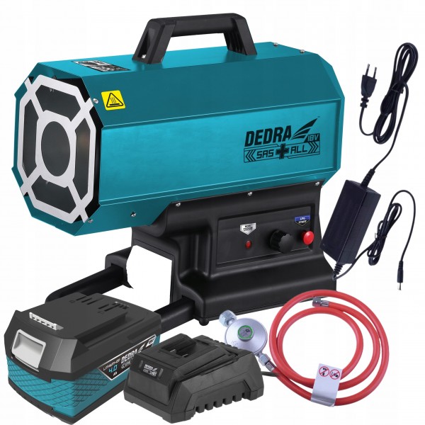 DEDRA NAGRZEWNICA GAZOWA 9-20kW 18V/230V +REDUKTOR DED7185H +AKUMULATOR 4Ah DEDRA NAGRZEWNICA GAZOWA 9-20kW 18V/230V +REDUKTOR DED7185H +AKUMULATOR 4Ah