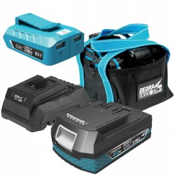 DEDRA ZESTAW AKUMULATOR 2Ah ŁADOWARKA POWERBANK TORBA SAS+ALL DED7030G11