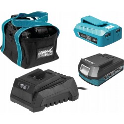 DEDRA ZESTAW AKUMULATOR 2Ah ŁADOWARKA POWERBANK TORBA SAS+ALL DED7030G11