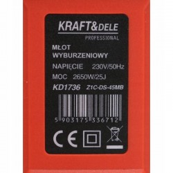 MŁOT WYBURZENIOWY KUJĄCY UDAROWY MOCNY 2650W SDS MAX 25J + DŁUTA WALIZKA