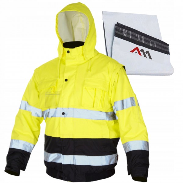 KURTKA ROBOCZA ODBLASKOWA OCIEPLANA ZIMOWA ŻÓŁTA OXFORD FLASH SHORT-B r.XL KURTKA ROBOCZA ODBLASKOWA OCIEPLANA ZIMOWA ŻÓŁTA OXFORD FLASH SHORT-B r.XL