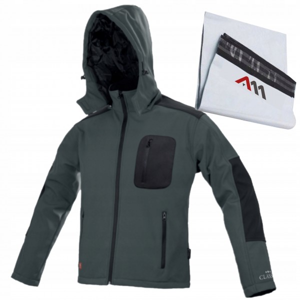 SOFTSHELL KURTKA MĘSKA CIEPŁA ROBOCZA BHP WODOODPORNA KAPTUR SPORTOWA r. XL SOFTSHELL KURTKA MĘSKA CIEPŁA ROBOCZA BHP WODOODPORNA KAPTUR SPORTOWA r. XL