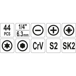 YATO ZESTAW NARZĘDZIOWY 44 SZTUKI ELEMENTY TORBA/ETUI YT-39280 KLUCZE