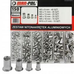 KOMPLET ZESTAW NITONAKRĘTEK ALUMINIOWYCH 150 ELEMENTÓW MOCNE + ETUI M66541