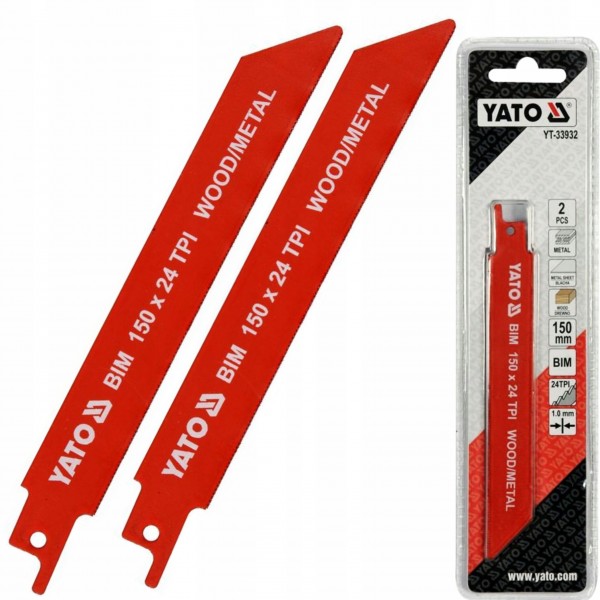 YATO BRZESZCZOTY PIŁ SZABL. DO METALU DREWNA BIM 150MM 24TPI 2 SZT YT-33932 YATO BRZESZCZOTY PIŁ SZABL. DO METALU DREWNA BIM 150MM 24TPI 2 SZT YT-33932
