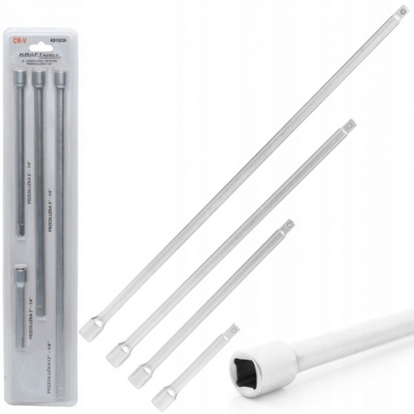 ZESTAW KOMPLET PRZEDŁUŻEK 1/4 DO NASADKI GRZECHOTKI 4 SZTUK KD10236 ZESTAW KOMPLET PRZEDŁUŻEK 1/4 DO NASADKI GRZECHOTKI 4 SZTUK KD10236