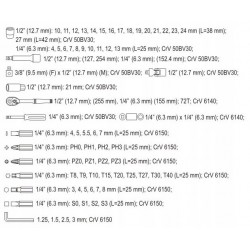 YATO KLUCZE NASADOWE ZESTAW KLUCZY 1/2" 1/4" NASADKI 72el YT-38782 TORX