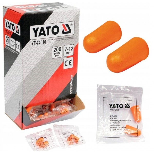 YATO ZATYCZKI STOPERY DO USZU Z PIANKI SNR 34DB BHP 200 PAR YT-74510 YATO ZATYCZKI STOPERY DO USZU Z PIANKI SNR 34DB BHP 200 PAR YT-74510