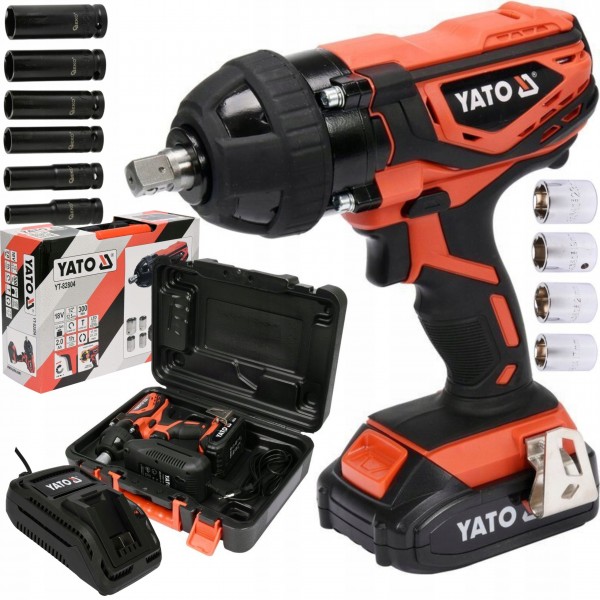 YATO KLUCZ UDAROWY ZAKRĘTAKA AKU 18V 2Ah 1/2" WALIZKA YT-82804 +10 NASADEK YATO KLUCZ UDAROWY ZAKRĘTAKA AKU 18V 2Ah 1/2" WALIZKA YT-82804 +10 NASADEK
