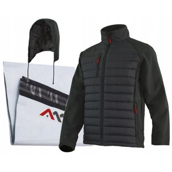 KURTKA ROBOCZA OCIEPLANA ZIMOWA Z KAPTUREM SOFTSHELL HYBRIDSOFT BLACK R. M KURTKA ROBOCZA OCIEPLANA ZIMOWA Z KAPTUREM SOFTSHELL HYBRIDSOFT BLACK R. M