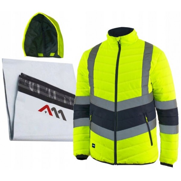 KURTKA ROBOCZA OCIEPLANA ZIMOWA Z KAPTUREM KURTKA 4SEASON YELLOW R. XXL KURTKA ROBOCZA OCIEPLANA ZIMOWA Z KAPTUREM KURTKA 4SEASON YELLOW R. XXL