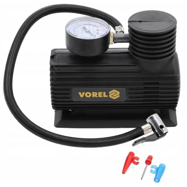 MINI KOMPRESOR SAMOCHODOWY SPRĘŻARKA POMPKA 12V VOREL 82100 + KOŃCÓWKI MINI KOMPRESOR SAMOCHODOWY SPRĘŻARKA POMPKA 12V VOREL 82100 + KOŃCÓWKI