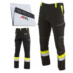 SPODNIE ELASTYCZNE ROBOCZE SOFTSHELL MĘSKIE BHP ODBLASKOWE SPANDEX r. 3XL
