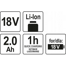 YATO KLUCZ UDAROWY AKUMULATOROWY 18V 1/2 2,0AH +NASADKI YATO YT-82804 18 V